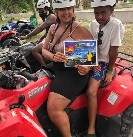 Guests on an ATV adventure with Ritzy Tours JA