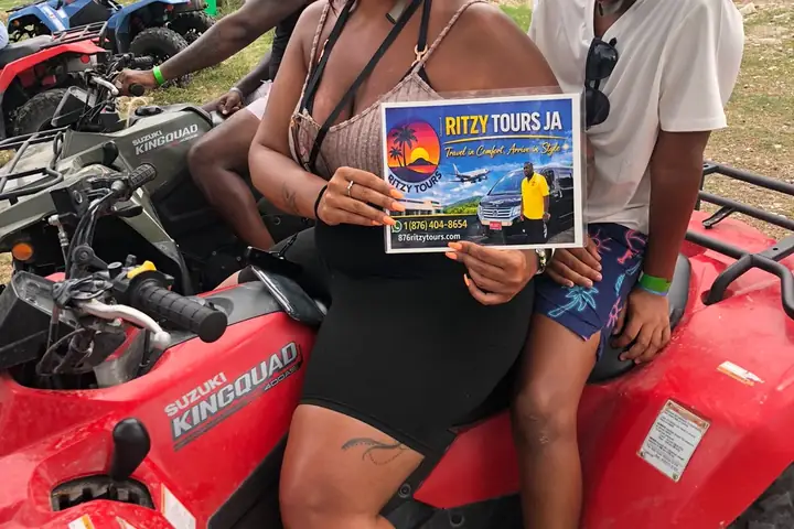 Guests on an ATV adventure with Ritzy Tours JA