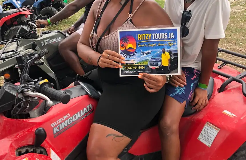 Guests on an ATV adventure with Ritzy Tours JA
