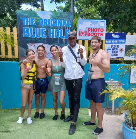 Ritzy Tours JA guests at The Original Blue Hole, Ocho Rios