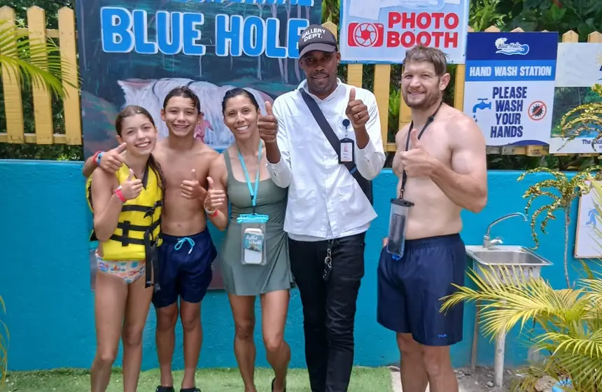 Ritzy Tours JA guests at The Original Blue Hole, Ocho Rios