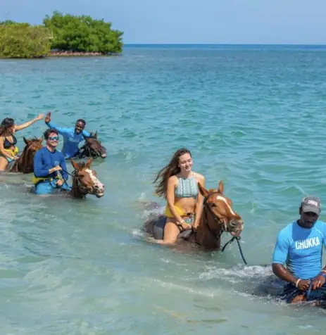 Horseback riding in the sea