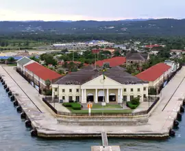 Historic Falmouth cruise port from above, Trelawny