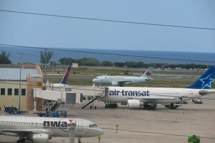 Aircraft at the gates of Sangster International Airport (MBJ), Montego Bay