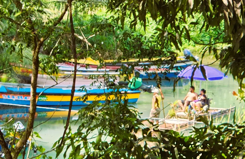 Bamboo rafts on the White River, St. Ann