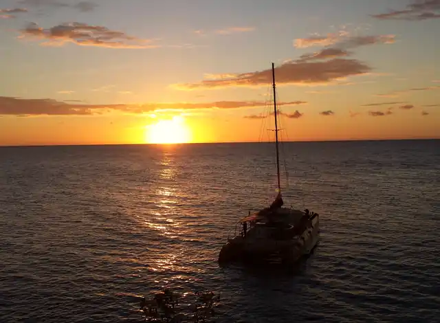 Catamaran at sunset off Negril